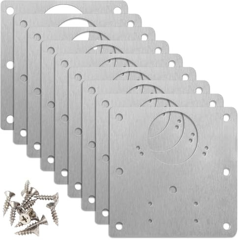yeesport 15 PCS Cabinet Door Hinge Repair Plates, Cabinet Hinge Repair Replacement Kit, Stainless Steel Hinge Fixing Plates with Screws for Kitchen Cupboard Door Locker Furniture
