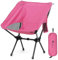 Outplea Petit Chaise Pliante Camping Confortable, Chaise de Plage Pliante Ultra Légère, Chaise Pliante Exterieur Portable de Peche Randonnée Barbecue Voyage, Rose