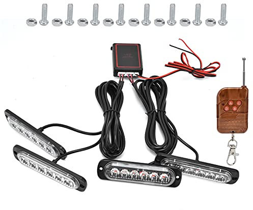 Garosa 4x6led Red Blue Strobe Blitzlicht, Fernbedienung, Einfache Installation, Sicherheitswarnlampen für Autos, ABS, 12V