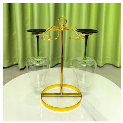 NJDQFA Weinglashalter Auf Tischplatte, Gold Stehendes Stielgläser Halter, Metall Rack Aufbewahrung Dekoration Für Küche Bar Restaurant,Pull Ring Head Style