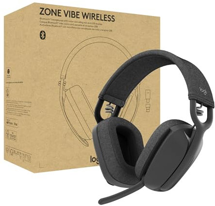 Logitech Zone Vibe Wireless Bluetooth-Kopfhörer mit Mikrofon mit Geräuschunterdrückung, Zertifizierung für Microsoft Teams über natives Bluetooth, Mac/PC - Graphit
