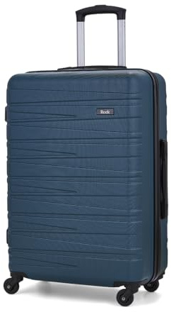 Rock Seattle Medium Hard Shell Suitcase in Teal - Refined Lines, Angular Patterns & Lightweight Design - Telescopic Handle & Impact-Resistant Material - 67x47x26cm 62L Capacity
