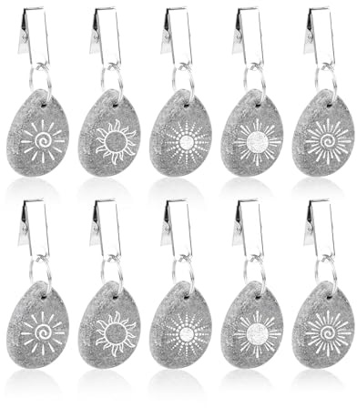 10 Stück Tischdeckenbeschwerer Extra Schwer, Beschwerer für Tischdecken aus Echtem Marmor Tropfenform Tischdeckengewichte mit Metall-Clip für Outdoor Garten, Tischdeckenhalter für Draußen