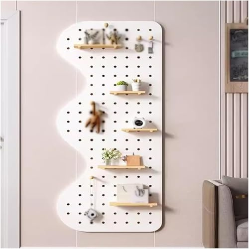 JvFbjLF Panneau perforé de contrôle Mural, Panneau perforé Mural, Organisateur de Grille modulaire, Affichage en Bois, Kits de Panneaux perforés for étude de Chambre à Coucher(Bianco,40x120cm)