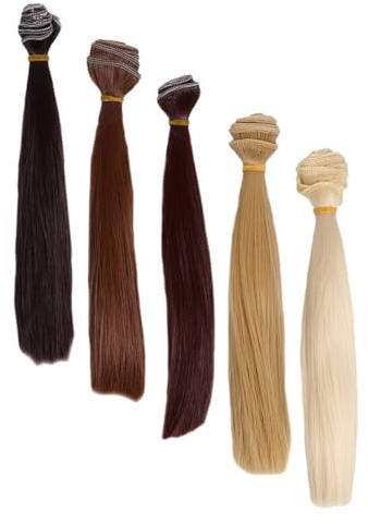 Holibanna 5 Stück Pack Hitzebeständige Puppenhaar Perückenverlängerungen 1m Lang Glattes Kunsthaar für Bjd Cosplay und Selbstgemacht Puppenhaar