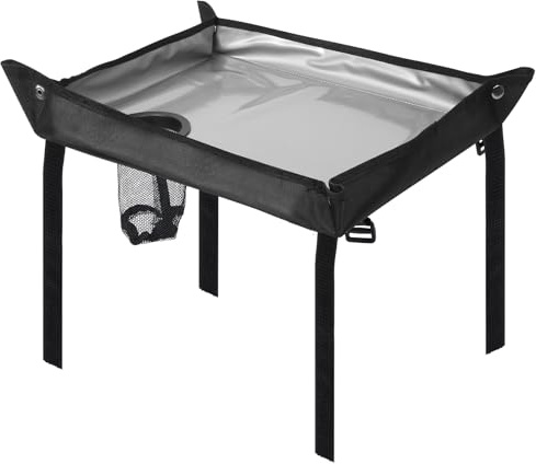 Folding Walker Tray with Cup Holder Adult Mobility Accessory Fit Standard Walker Medical Table for Senior Non Slip Mat for Food Removable Easy Assembly (Black)