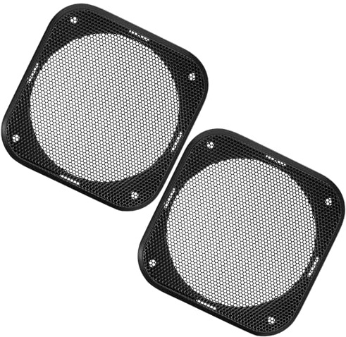 SOLUSTRE 2pcs Car Speaker Grill Mesh Cover Protection Easy to Install Black Iron Plastic with Sleek Appearance Classic Style Polished Surface for Car Interior