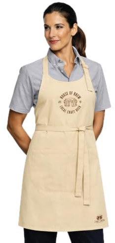 NXT-Horizon Custom Logo Apron, Personalised Restaurant & Catering Apron, Adjustable Neck Strap, Large Pocket, Cotton Twill Hospitality Uniform for Bar, Café, Brewery & Kitchen Staff