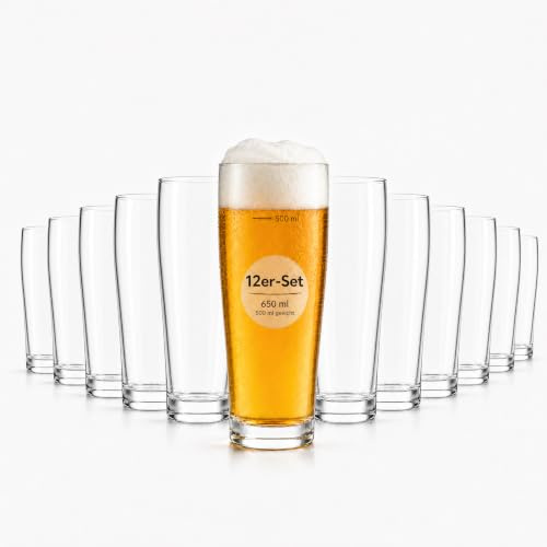 Wavero Willibecher 630 ml, geeicht 500 ml, 6er Set Trinkgläser | Klare Biergläser mit sichtbarem Eichstrich – für Gastronomie, Events und den täglichen Gebrauch