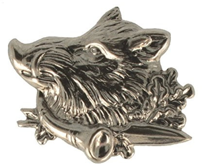 Breiter Hutanstecker Hutabzeichen Jagdabzeichen Trachten Anstecker Wildschwein Jagd Pin – ca. 3 x 4 cm – 100% Messing