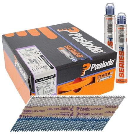 TIMCO Paslode 3.1 x 63mm Ring GalvPlus Nail Fuel Pack for - 2200 Nail + 2 Fuel Cell