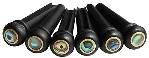 Lot de 6 chevilles de rechange pour chevalet en ébène pour guitare acoustique, coque en bois d'ébène noir