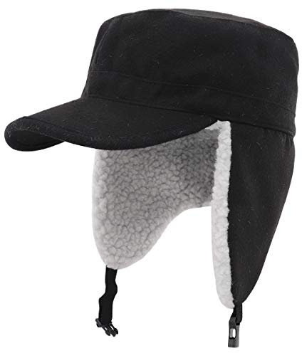 Gisdanchz Russen Fliegermütze Ushanka Schirmmütze Winter Basecap Mütze mit Ohrenklappen Herren Trappermütze Männer Fleece Cappy Frauen Wintermütze Baseballcap Russische Mütze Damen Schwarz