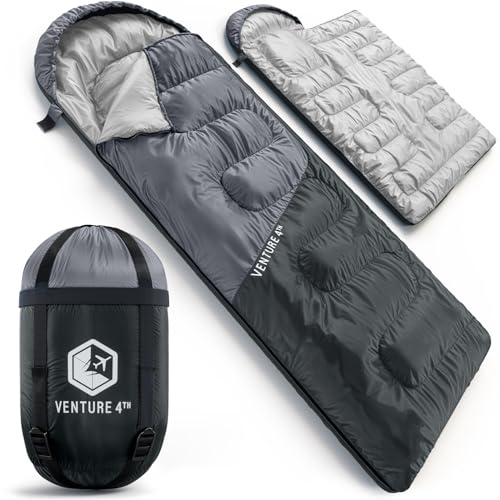 VENTURE 4TH Rucksackreisen-Schlafsack,Einzel-, XXL und Doppelschlafsack für Erwachsene, Kinder & Paare,Ideal für Wandern, Camping & Outdoor-Abenteuer,Silber, Kids