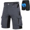 Cycorld MTB Hose-Kurz-Herren-Fahrradhose-Gepolstert, Schnelltrocknende MTB Shorts Radlerhose Atmungsaktiv Radhose Herren Kurz mit Verstellbaren Klettverschlüssen(Grau, S)