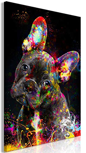 decomonkey Bilder Hund 60x90 cm 1 Teilig Leinwandbilder Bild auf Leinwand Vlies Wandbild Kunstdruck Wanddeko Wand Wohnzimmer Wanddekoration Deko Tiere Abstrakt