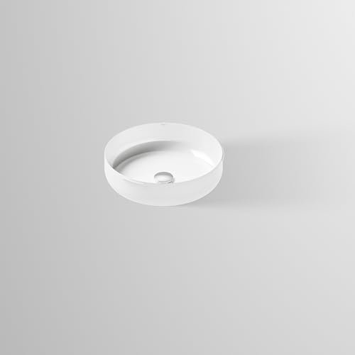 Alape˘ UB.SO450.1 Unterbaubecken, Waschbecken aus glasiertem Stahl mit antibakterieller Oberfläche in weiß, rund Ø 44,4 cm, Höhe 11,5 cm, ohne Hahnloch, ohne Überlauf