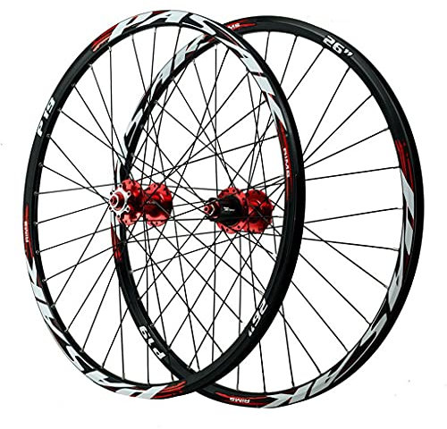 LvTu Mountainbike MTB Laufradsatz Vorderrad & Hinterrad Rad 26/27,5/29 Zoll Legierung Scheibenbremse Abgedichtetes Lager Fahrrad-Rad 7-12s Kassette 32H Felge(Red_26 inch)