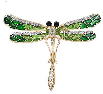 Tiuimk Herren Brosche Libelle Legierung Strass Insekten Vintage Brosche für Frauen Grün