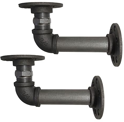 Pipe Bracket - Rustic, Industrial, Heavy Duty 3/4 Inch Pipework Raw Metal (B19) (2)
