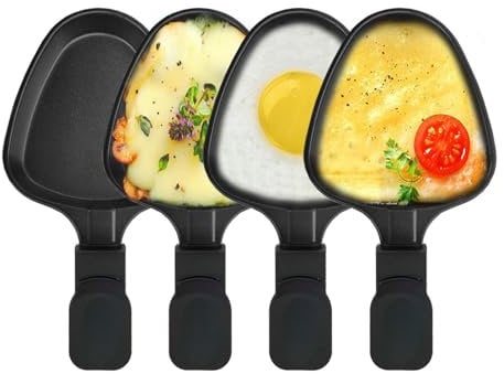 Kosmosta Mini poêle à fromage à revêtement antiadhésif Accessoires de fusion pour raclettes Plateaux de rechange Plats à raclette Mini poêles à raclette, forme triangle (4 pièces)