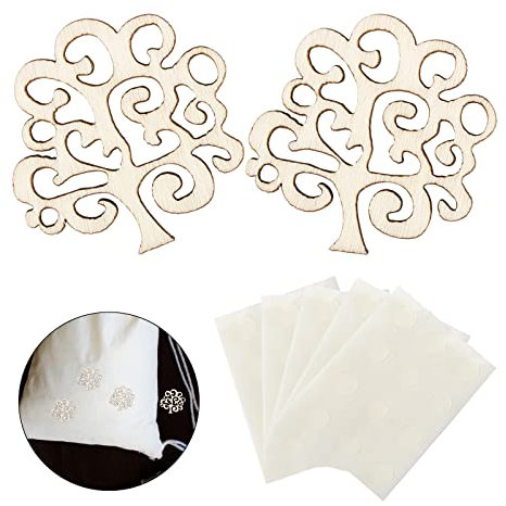 Azexcy 50 Pz Albero della Vita in Legno, Decorativi Ciondoli Pendenti Albero della Vita Artigianato Appeso Ornamento per Matrimonio Battesimo Prima Comunione Laurea, Colore Legno