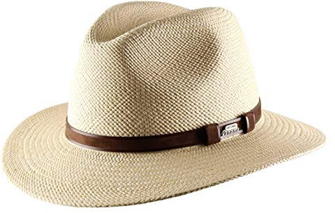 Classic Italy Authentique Chapeau Panama, tressage Traditionnel en Équateur Homme ou Femme Brisa Belt - Taille 64 cm - Naturel