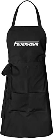 Huuraa Kochschürze Feuerwehr Geschenk Schwarz Baumwolle Feuerwehr Geschenkidee