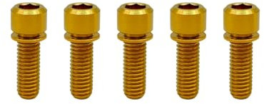 RISON-Titanium Pernos de Vástago de Bicicleta en Titanio M6x20mm, 5 Piezas Tornillos de Varilla de Bicicleta Pernos de Fijación para Potencia Bici, Soporte de Botella de Agua Bici MTB