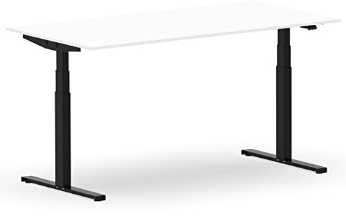 VERSEE Höhenverstellbarer Schreibtisch Elektrisch 160 x 100 cm - VES1 - Für Büro - Gestell Schwarz/Platte Weiss