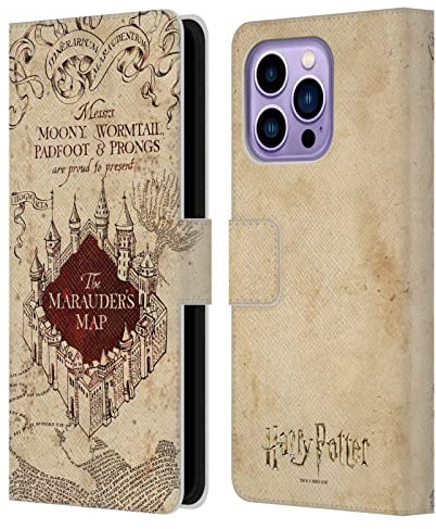 Head Case Designs Officially Licensed Harry Potter The Marauder's Map Prisoner Of Azkaban II Leather Book Wallet Case Cover Compatible With Apple iPhone 14 Pro Max