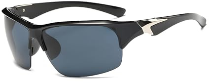 SagaSave Fahrradbrille, Stylische UV400 Outdoor-Sport-Schutzbrille, Sonnenbrille für Damen und Herren (Schwarz/Grau)