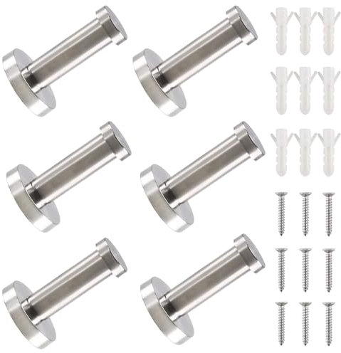 FINDIR 6 pcs Patere Murale Crochets à Serviette Patere Salle de Bain Patère Murale Crochet Mural a Visser Porte Manteau Salle de Bain pour murs, vestiaires, salles de bains, cuisines, portes 75mm