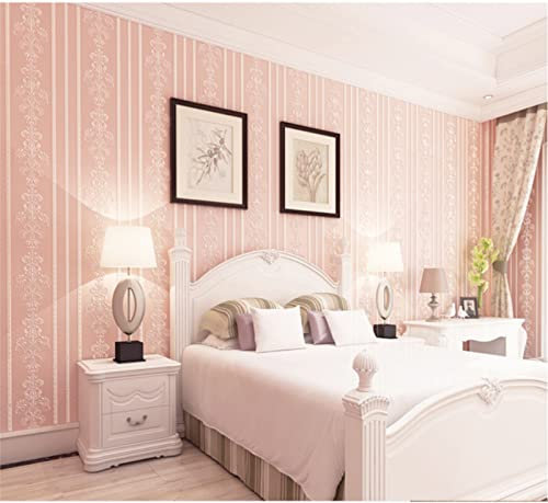 CULTS Rosa Vliestapete Moderne Minimalistische Vertikaler Streifen Tapete 3D Prägung Tapete für Wohnzimmer Schlafzimmer TV Hintergrundwand - 0,53 m x 9.5 m