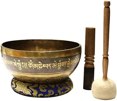 MOLVUS Tibetisches Klangschalen-Set, einfach zu spielen, für Anfänger, authentische handgefertigte Klangtherapie, Meditation, Klangschale für spirituelle Zen, Yoga, Chakra-Heilung von Himalayan Bazaar