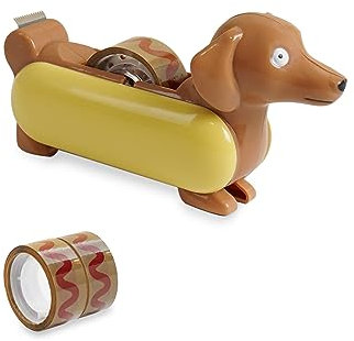 YOBRO Tier Klebebandspender Dackel Hotdog Stil, Mini Tier Schreibwaren für Zuhause Büro, Niedliche und Lustige Schreibtisch Zubehör Geschenk für Kinder Erwachsene