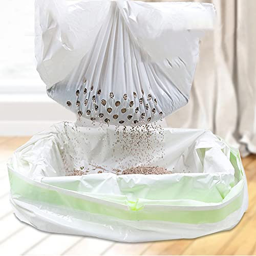 Cachpib Katzenstreu-Filterbeutel Verdickter Versteckter Kordelzug-Design Beutel für Katzentoilette Katzentoilettenbeutel (6 Lecks und 1 Nicht auslaufen), L (7 Stück/Packung)