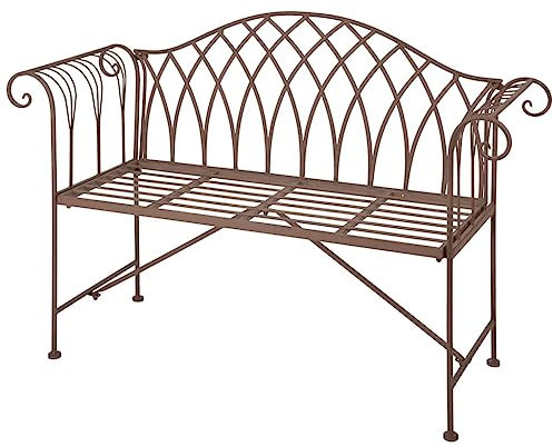 Youuihom Loungesessel, Parkbank mit Rückenlehne und Armlehnen, Gartenbank Metall Viktorianischer Stil Geeignet für Hof, Garten, Terrasse, Balkon, Cafe, Gewächshaus