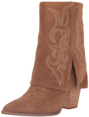 Steve Madden Stivali da donna Layne Western Texani con Risvolto, Cognac scamosciato, 40 EU