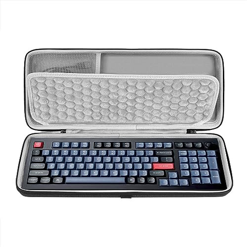 Geekria Funda para teclado 90%-96%, funda rígida de transporte para teclado portátil mecánico de computadora de 100 teclas, compatible con AULA F99, EPOMAKER TH98 96%, Keychron K4/K4 Pro/V5/Q5