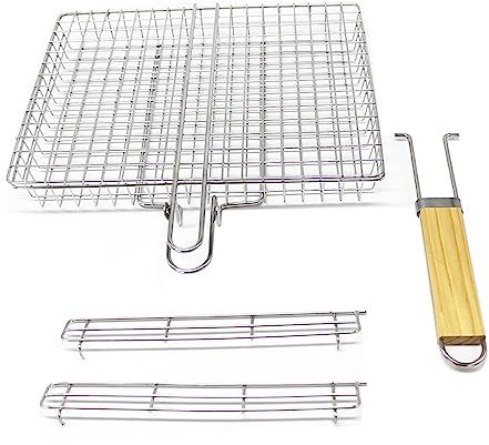 Sloane Grillkörbe für den Außengrill,Antihaftbeschichteter Edelstahl-Grillrost - Grillzubehör zum Kochen von Schweinefleisch, Rindfleisch, Brokkoli, Steak, Hammelfleisch, Kartoffeln, Fisch, Gemüse