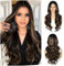 Sapphirwigs Highlight Lace Front Perücke Dunkelbraun Synthetische Körper Welle Balayage Perücken Damen Party Datum Täglich Tragen Natürlich Aussehen Weihnachten 26 inch