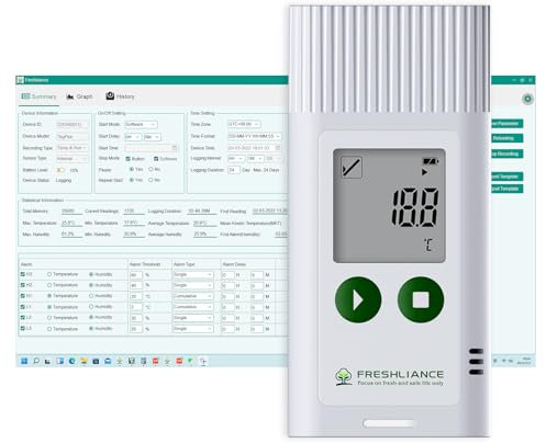 Freshliance Temperature Data Logger, USB Reusable Configurable Temperature Recorder with PDF CSV Report, Digital Refrigerator Thermometer Hygrometer for 35000 Points High Accuracy, TagPlus-T
