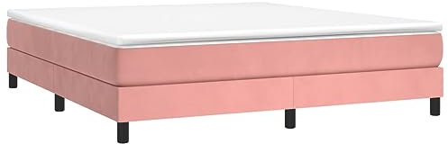 Tino Tech Lit à sommier tapissier, cadre de lit, sommier tapissier, rose, 160 x 200 cm, en velours