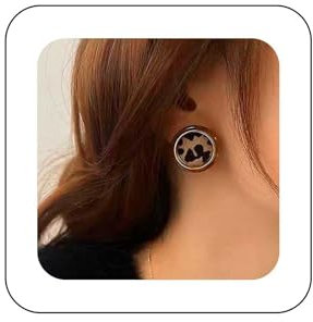 Inilbran Vintage Leopard Print Ohrringe - Runde Ohrringe mit Braun Kreis Ohrstecker - Schmuck für Frauen & Mädchen