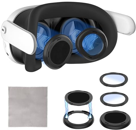 Linsenschutz Kit für Meta Quest 3, Blaulicht Blockierende Brille mit Anti Nebel Tuch für Oculus Quest 3, VR Protector Zubehör Brille Spacer Protector Prevent Eyeglass from Scratching für Meta Quest 3