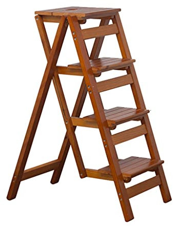 Trittleitern 4-Stufen-Leiter Massivholz Klapptritthocker Mit Breitem Holzpedal Leichte Holztrittleitern Ablage Für Haushalt Und Küche Tragbarer Tritthocker