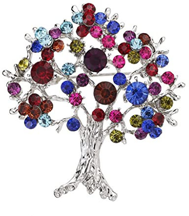 BroscheBroschennadeln Multicolor Strass Baum Broschen Frauen Männer Weihnachtsbaum Party Büro Casual Brosche Pins Geschenke Broschen set(Color:Silver)