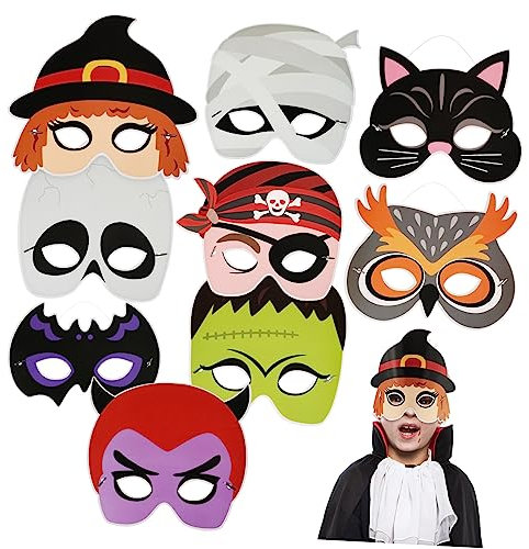 TOYANDONA 9 Stück, Halloween Maske aus Papier mit Elastischem Band