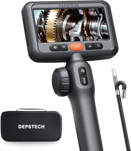 DEPSTECH 210° Articulating Endoscope Inspection Camera, 1080P HD Borescope with Light, 4.5'' IPS Screen, 6.2mm Waterproof Snake Camera for Automotive/Wall/Engine (1.5M)